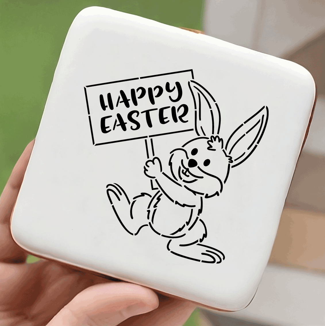 PYO Bunny Holding Easter Sign Stencil - DIGITAL DOWNLOAD