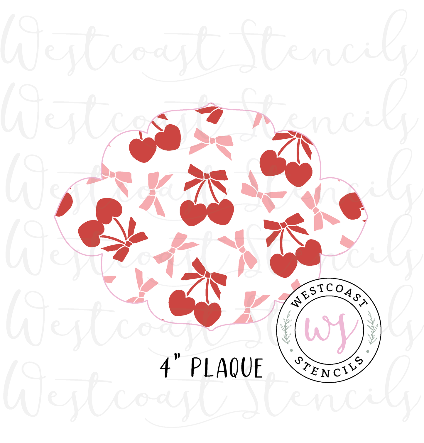 Cherry Hearts with Bows Stencil - SALE