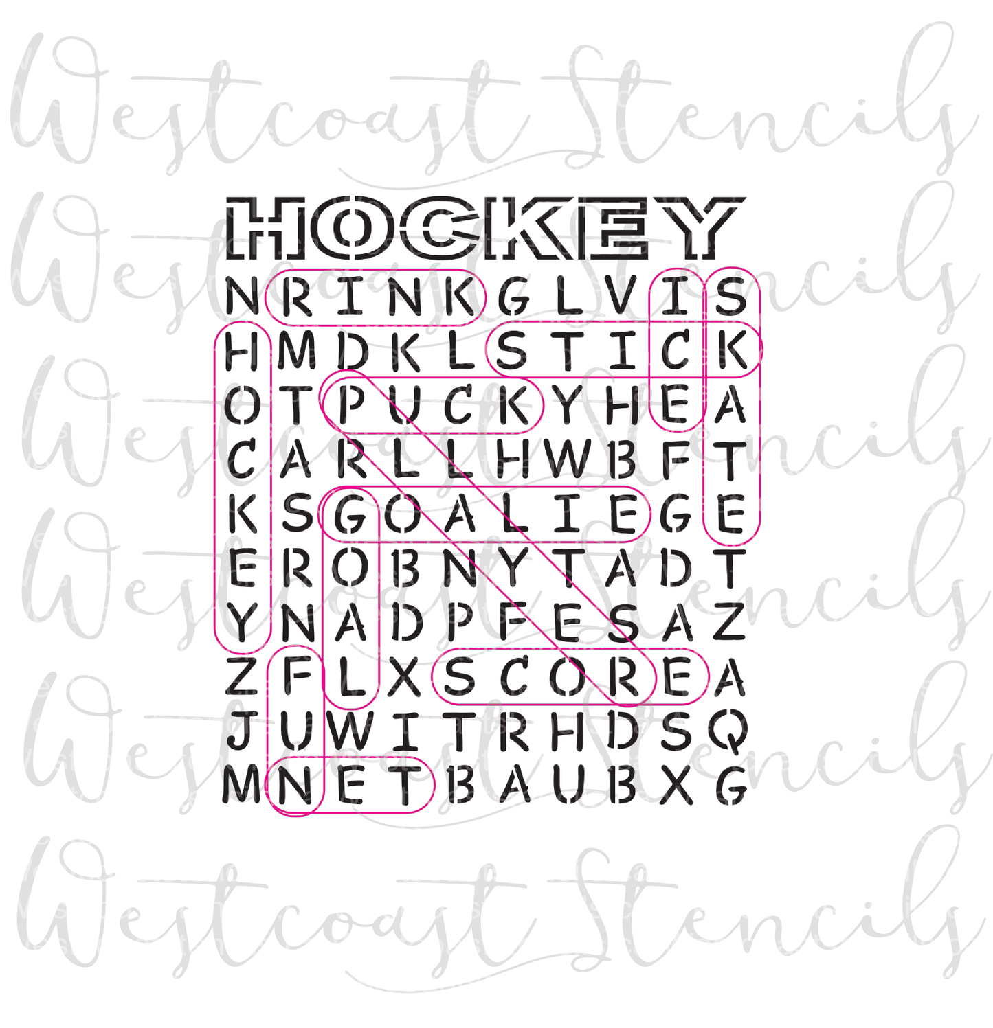 Hockey Word Search Stencil - DIGITAL DOWNLOAD