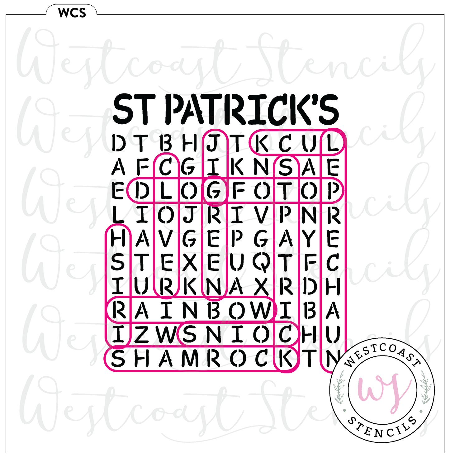 St Patrick's Day Word Search Stencil Digital Download