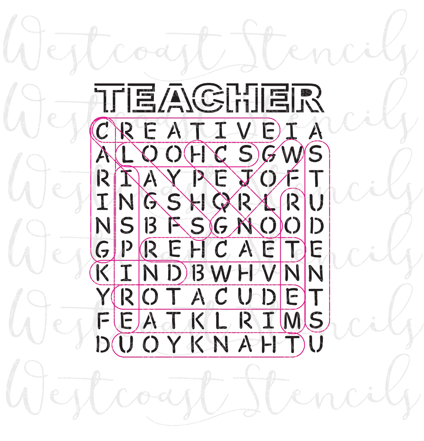Teacher Word Search Stencil - DIGITAL DOWNLOAD