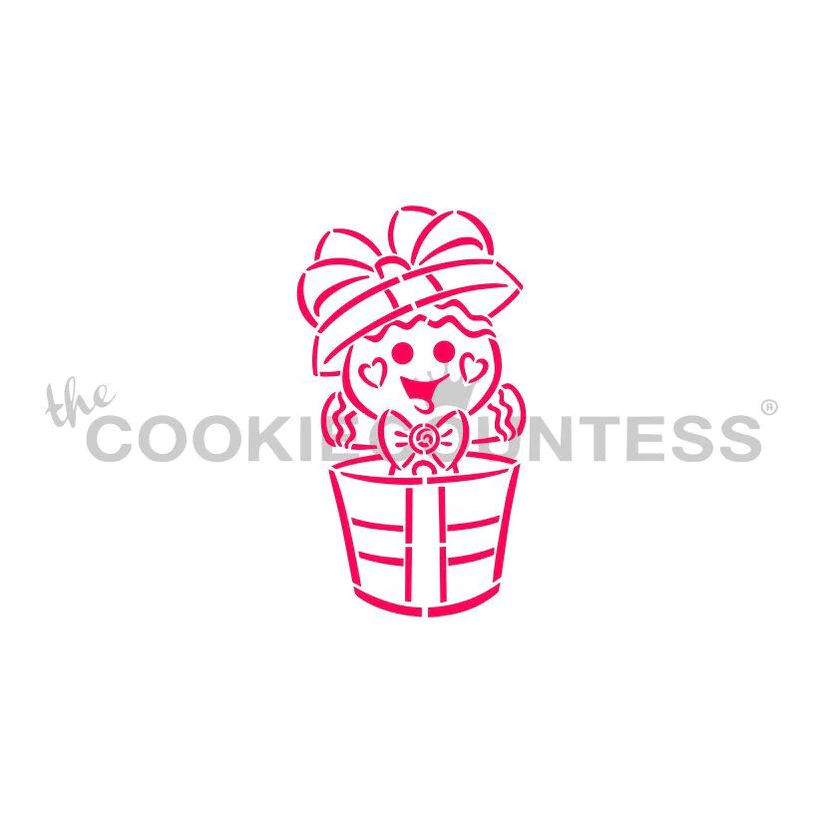 Gingerbread in Gift Box PYO Stencil - Drawn by Krista
