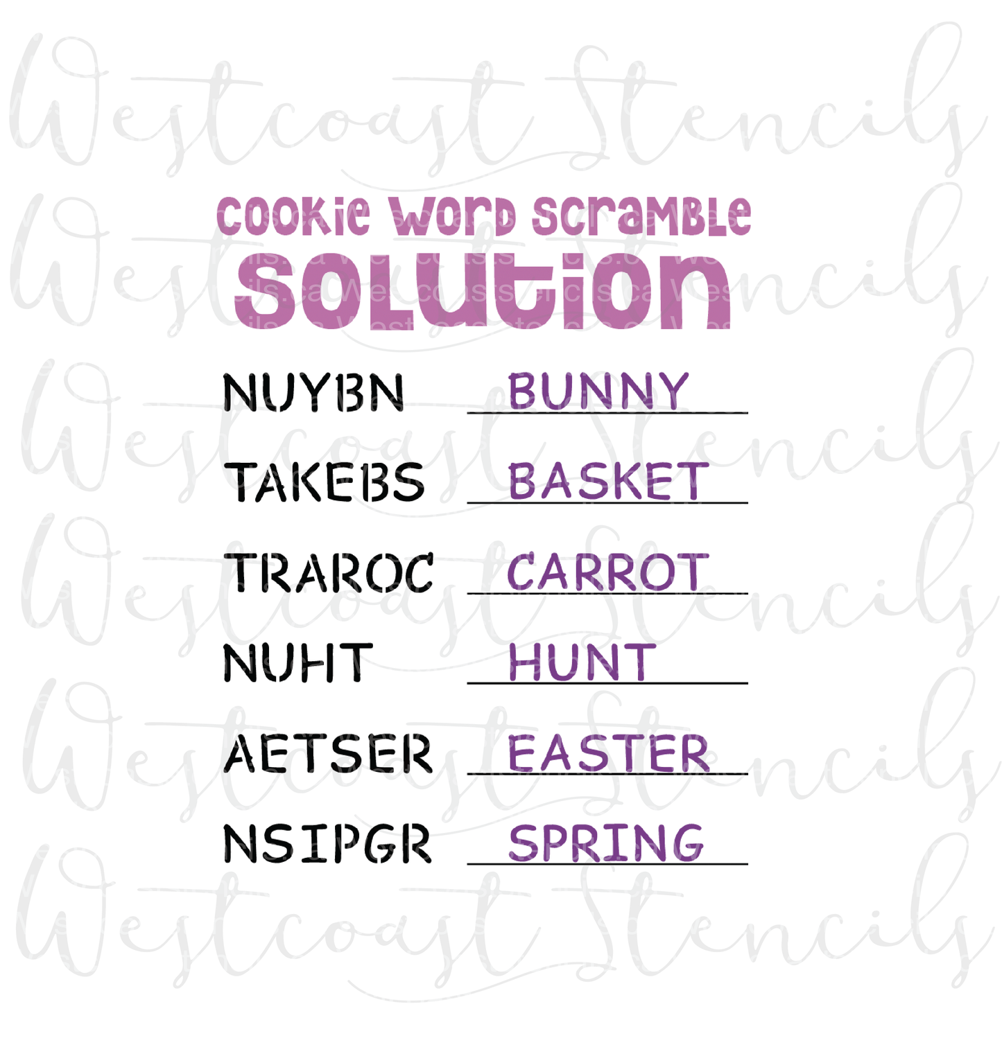 Easter Word Scramble Stencil - Digital Download