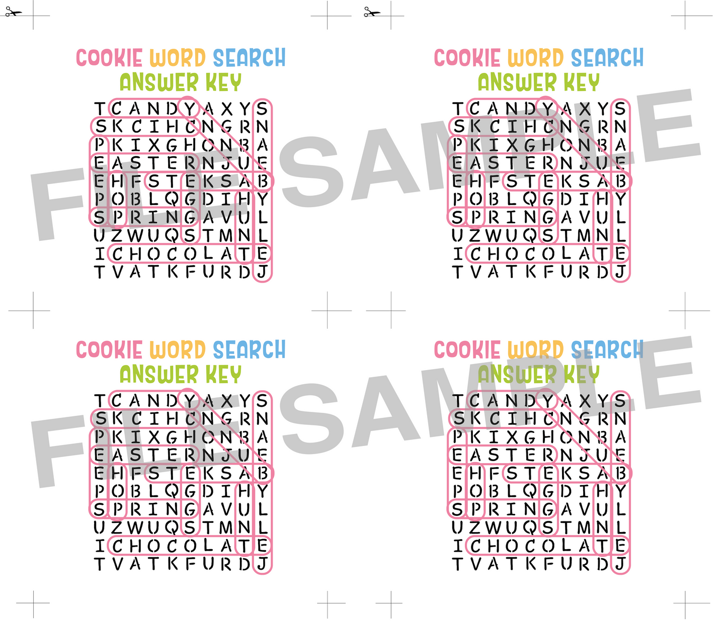 Easter Word Search Bag Topper