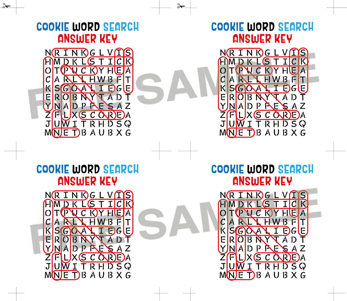 DIGITAL Hockey Word Search Bag Topper