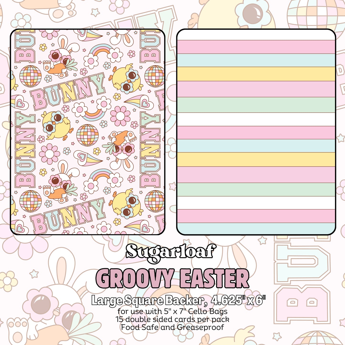 Groovy Easter - 4.625" x 6" Large Square Backers