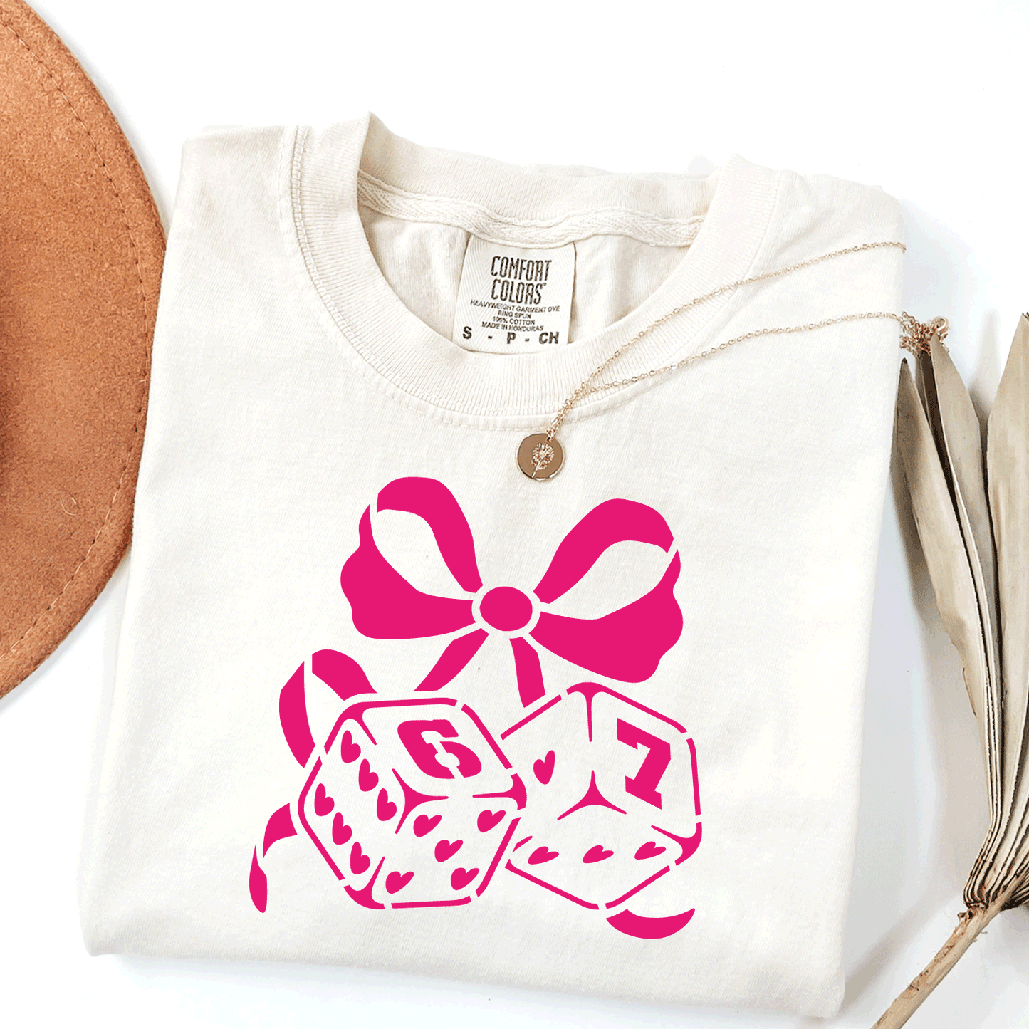 67 Dice with Bow and Hearts Stencil - DIGITAL DOWNLOAD