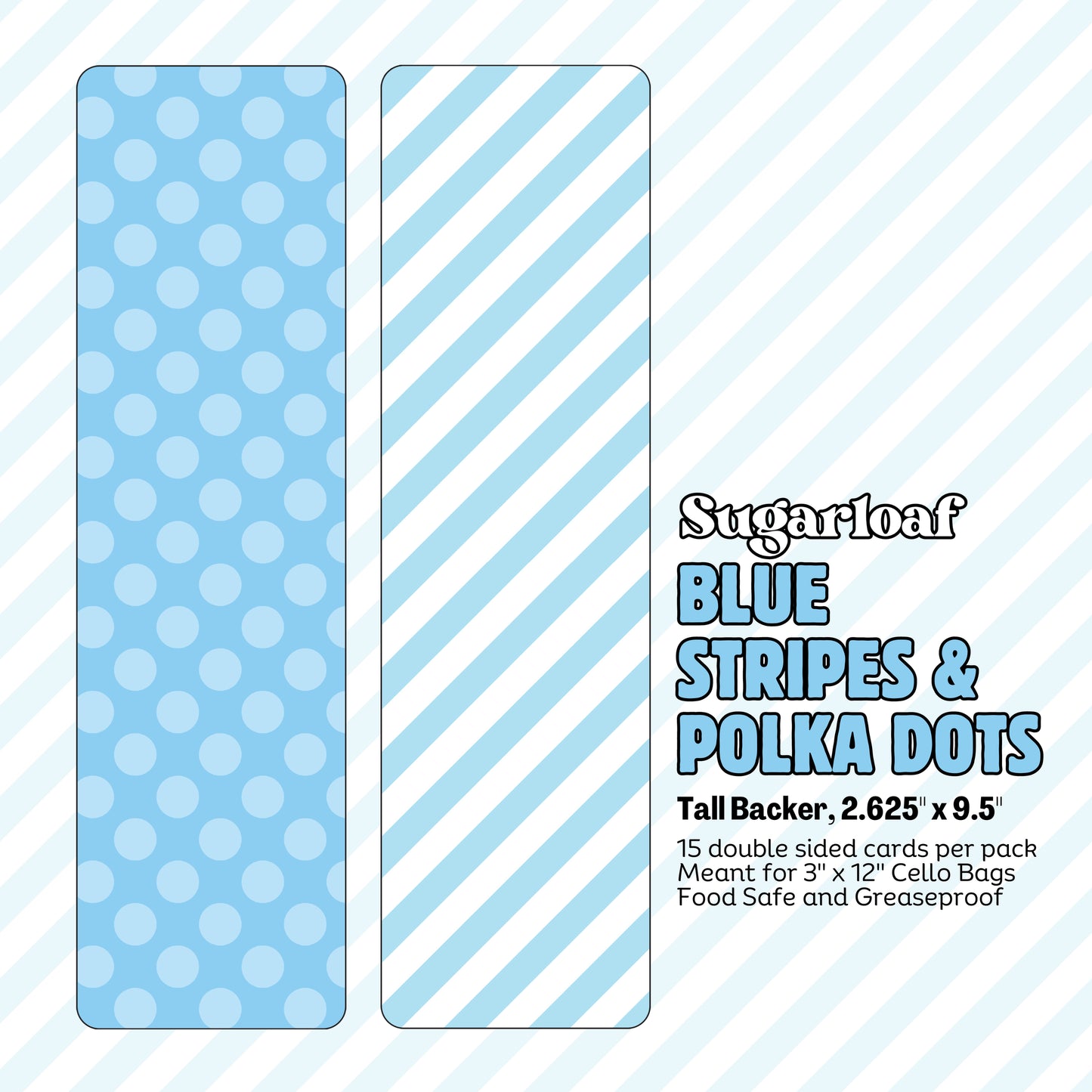 Blue Stripes & Polka Dots - 9.5" x 2.625" Tall Backers