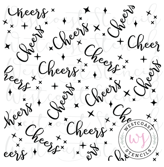 Cheers with Glitter Background Stencil