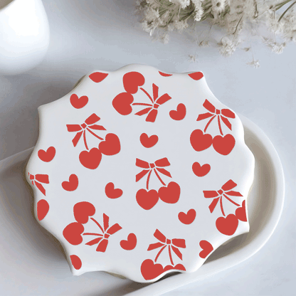 Cherry Hearts and Bows Stencil - DIGITAL DOWNLOAD
