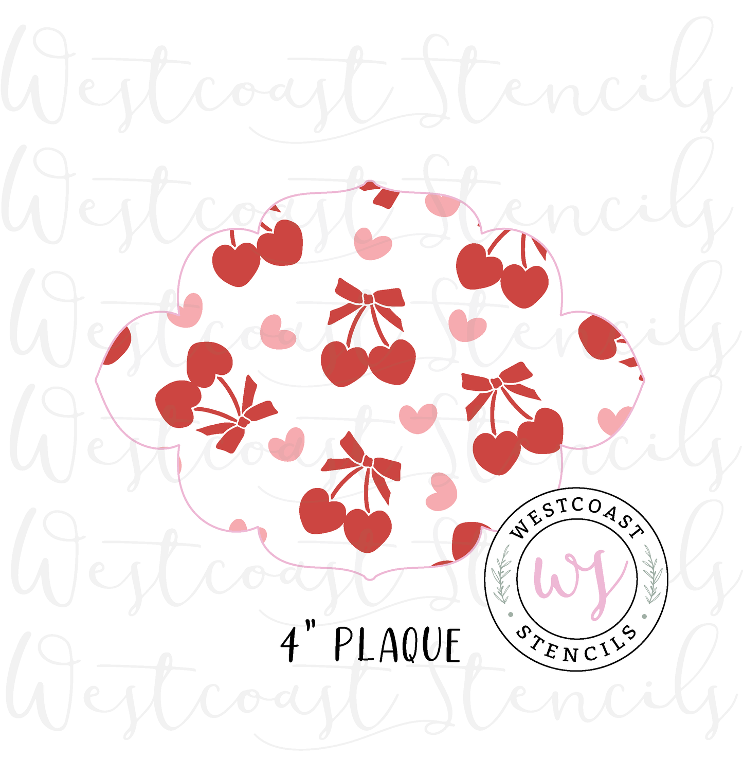 Cherry Hearts Stencil, 1 or 2 piece