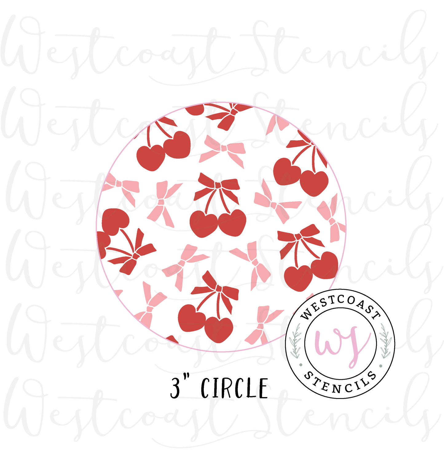 Cherry Hearts with Bows Stencil, 1 or 2 piece