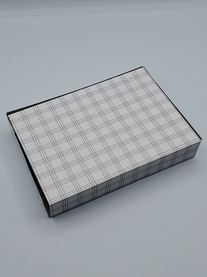 GREY PINSTRIPE GINGHAM BOX - 7" x 5" x 1.25"