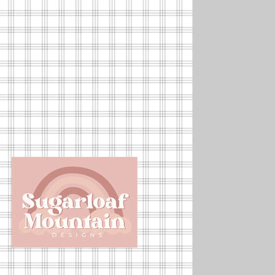 GREY PINSTRIPE GINGHAM BOX - 7" x 5" x 1.25" - Sugarloaf Mountain