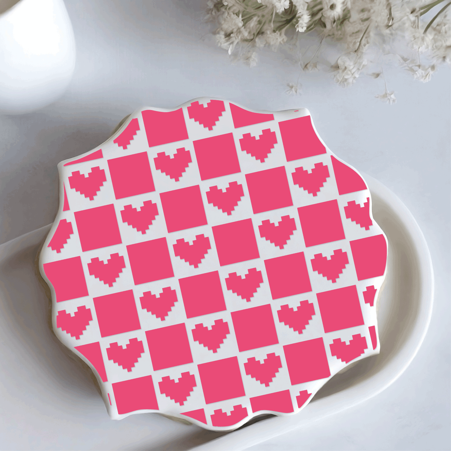 Heart Checkerboard Stencil - DIGITAL DOWNLOAD