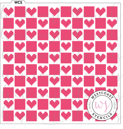 Heart Checkerboard Stencil - DIGITAL DOWNLOAD