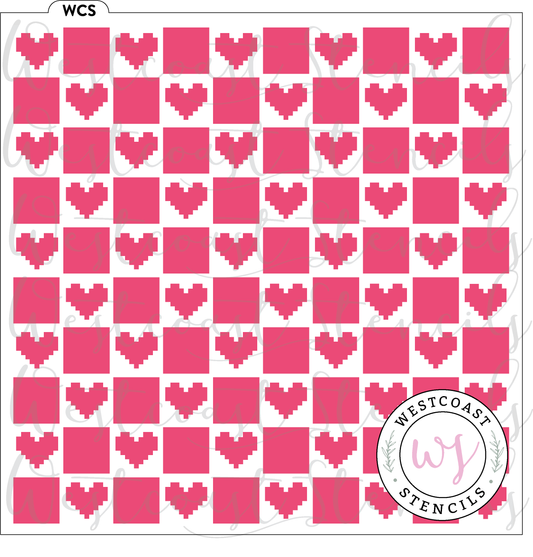 Heart Checkerboard Stencil - DIGITAL DOWNLOAD