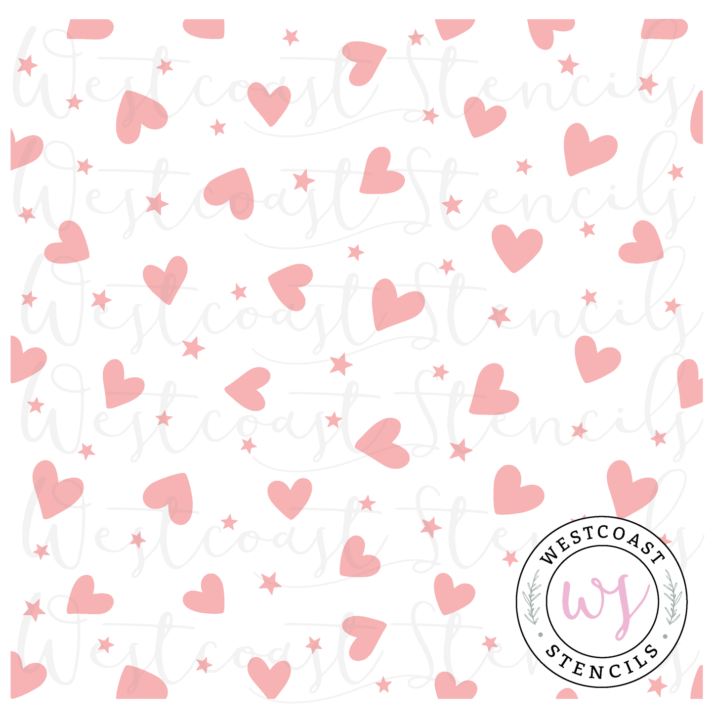 Heart and Star Background Stencil - SALE