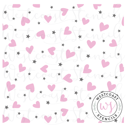 Heart and Star Background Stencil, 2 piece