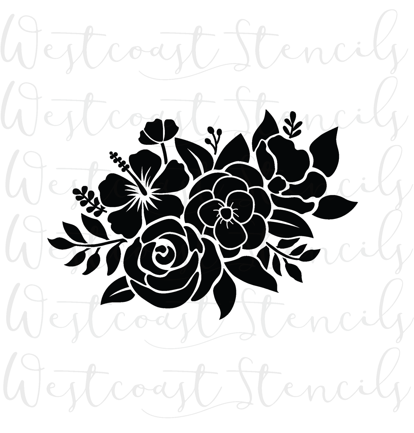 Hibiscus Floral Bouquet Stencil