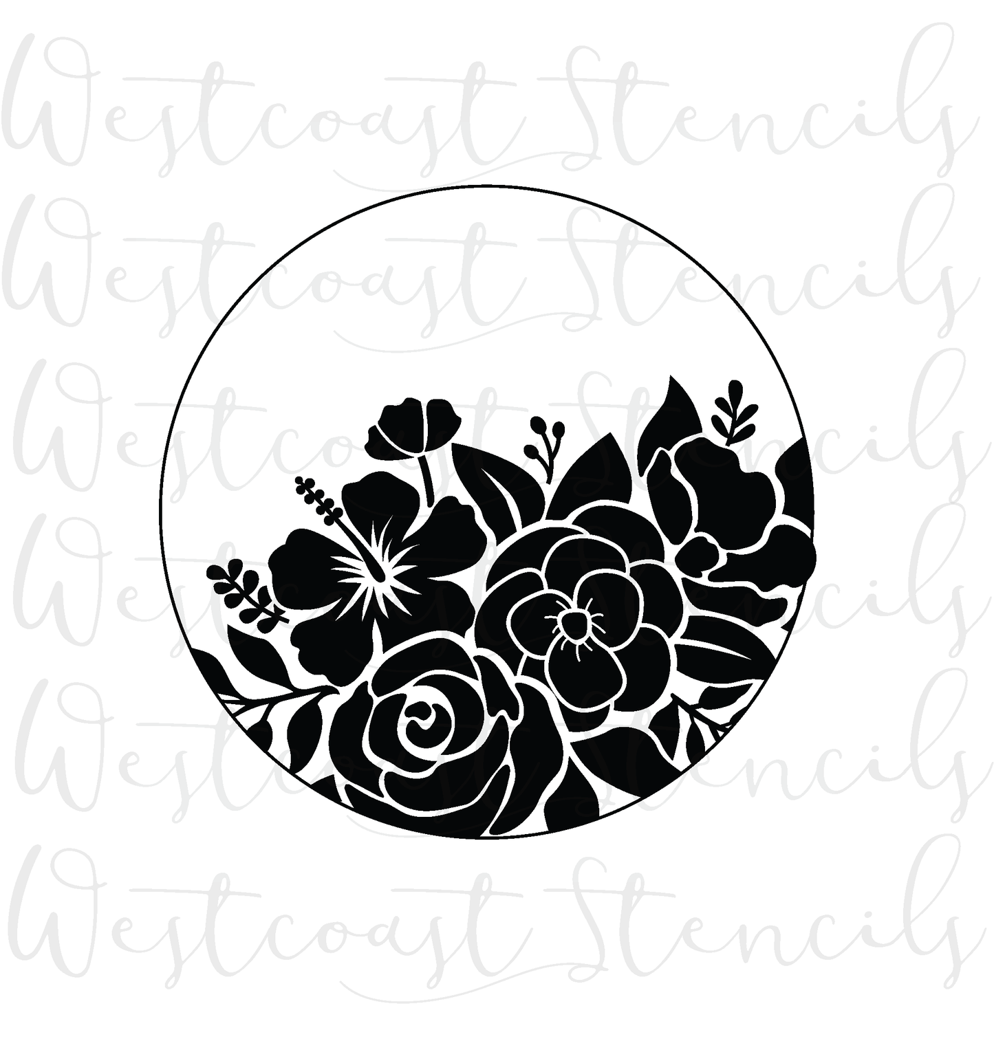 Hibiscus Floral Bouquet Stencil