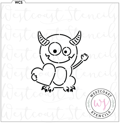 PYO Valentine Monster with Horns Stencil - DIGITAL DOWNLOAD