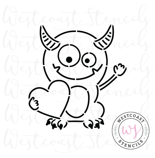 PYO Friendly Valentine Monster with Horns Stencil