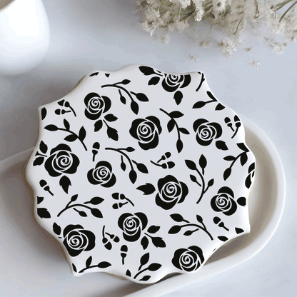 Rose and Leaf Sprig Background Stencil - Digital Download