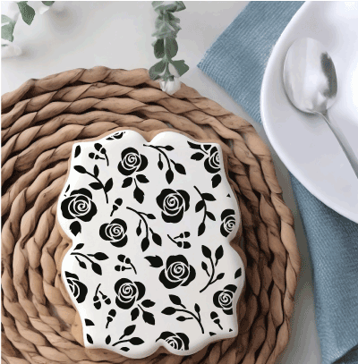 Rose and Leaf Sprig Background Stencil - Digital Download