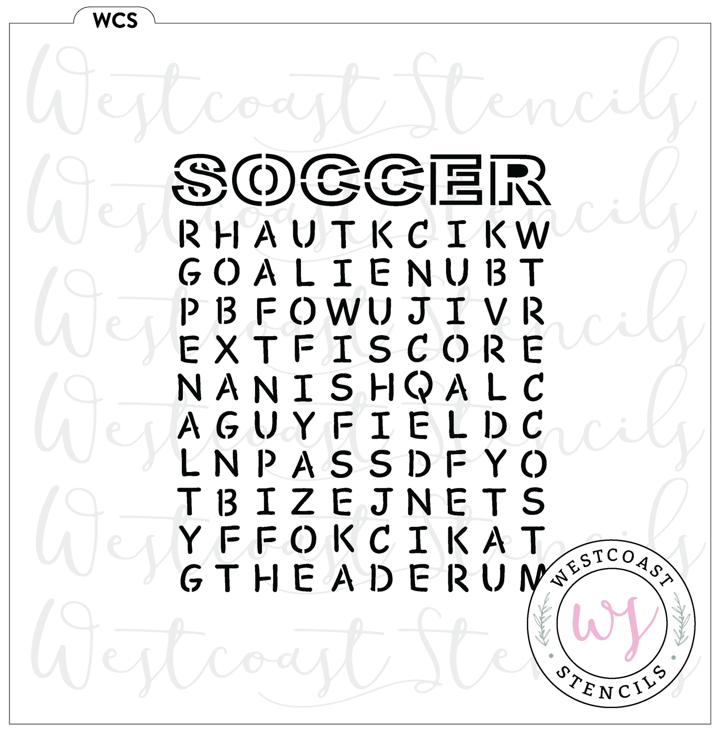 Soccer Word Search Stencil - DIGITAL DOWNLOAD