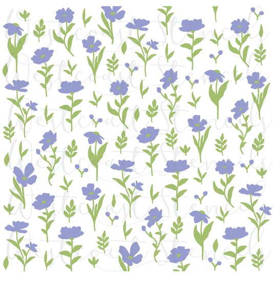 Wild Blooms Background Stencil