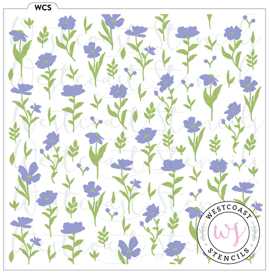 Wild Blossoms Background Stencil - Digital Download