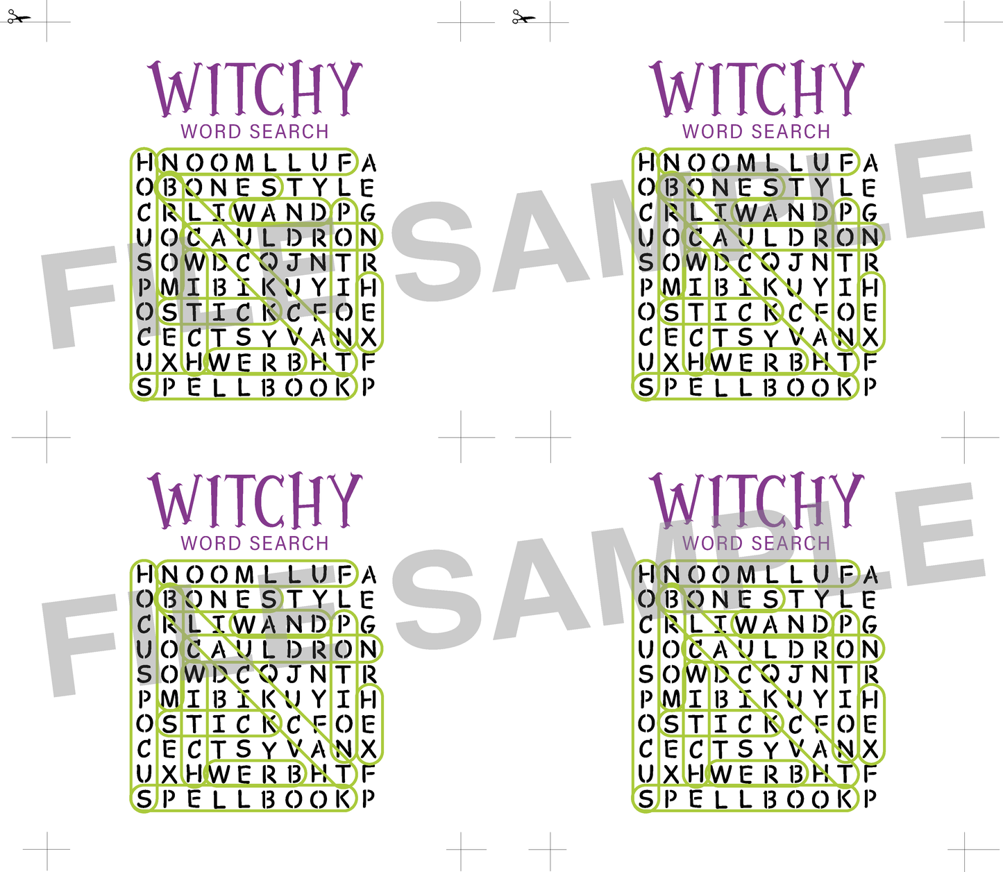 DIGITAL Witchy Word Search Bag Topper