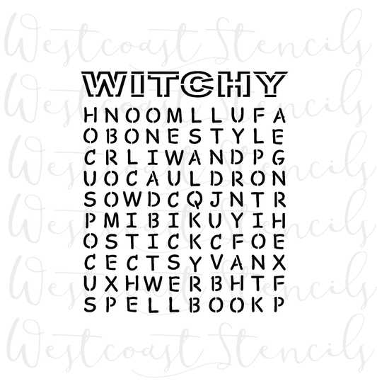 Witchy Word Search Stencil