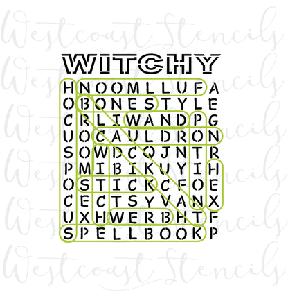 Witchy Word Search Stencil