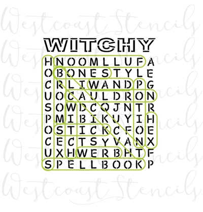 Witchy Word Search Stencil
