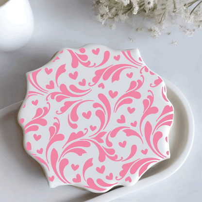 Filigree and Hearts Background Stencil - Digital Download