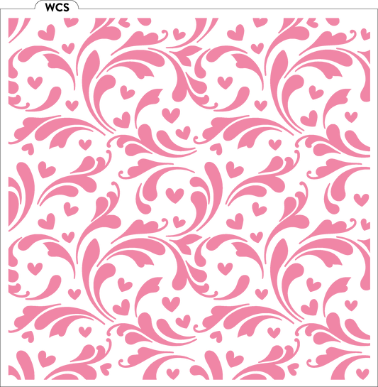 Filigree and Hearts Background Stencil - Digital Download