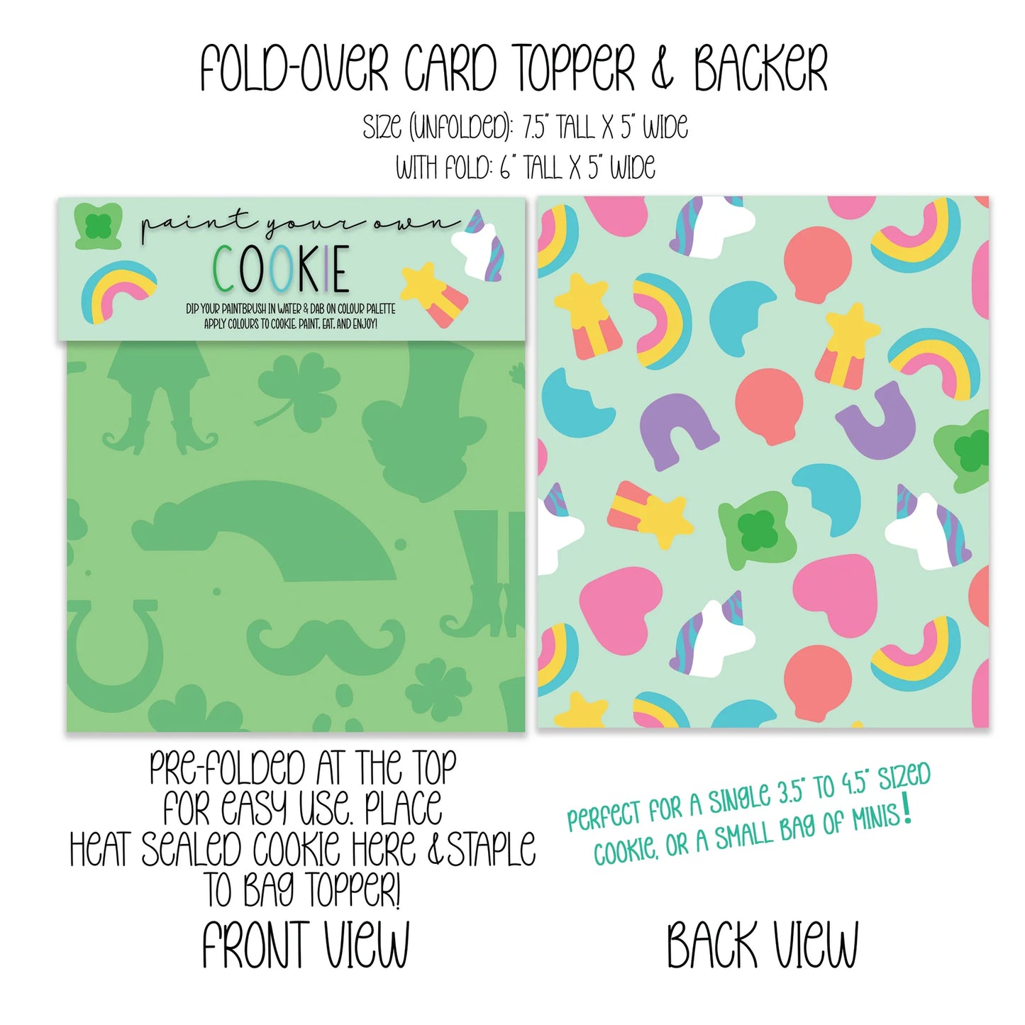 LUCKY CHARMS PYO COOKIE ST PATRICK'S DAY - PAINT YOUR OWN COOKIE BAG TOPPER & BACKER - THE COOKIERY