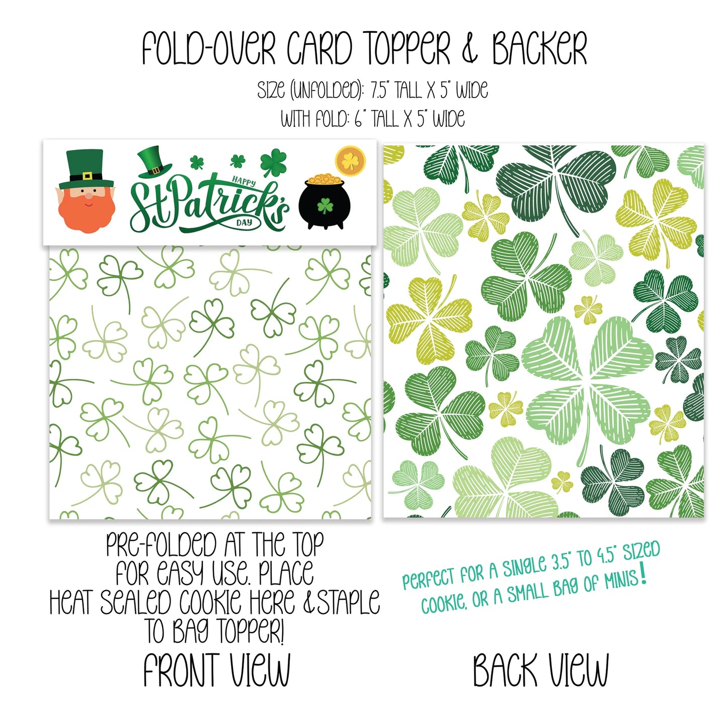 HAPPY SAINT PATRICK'S DAY - BAG TOPPER & BACKER - THE COOKIERY