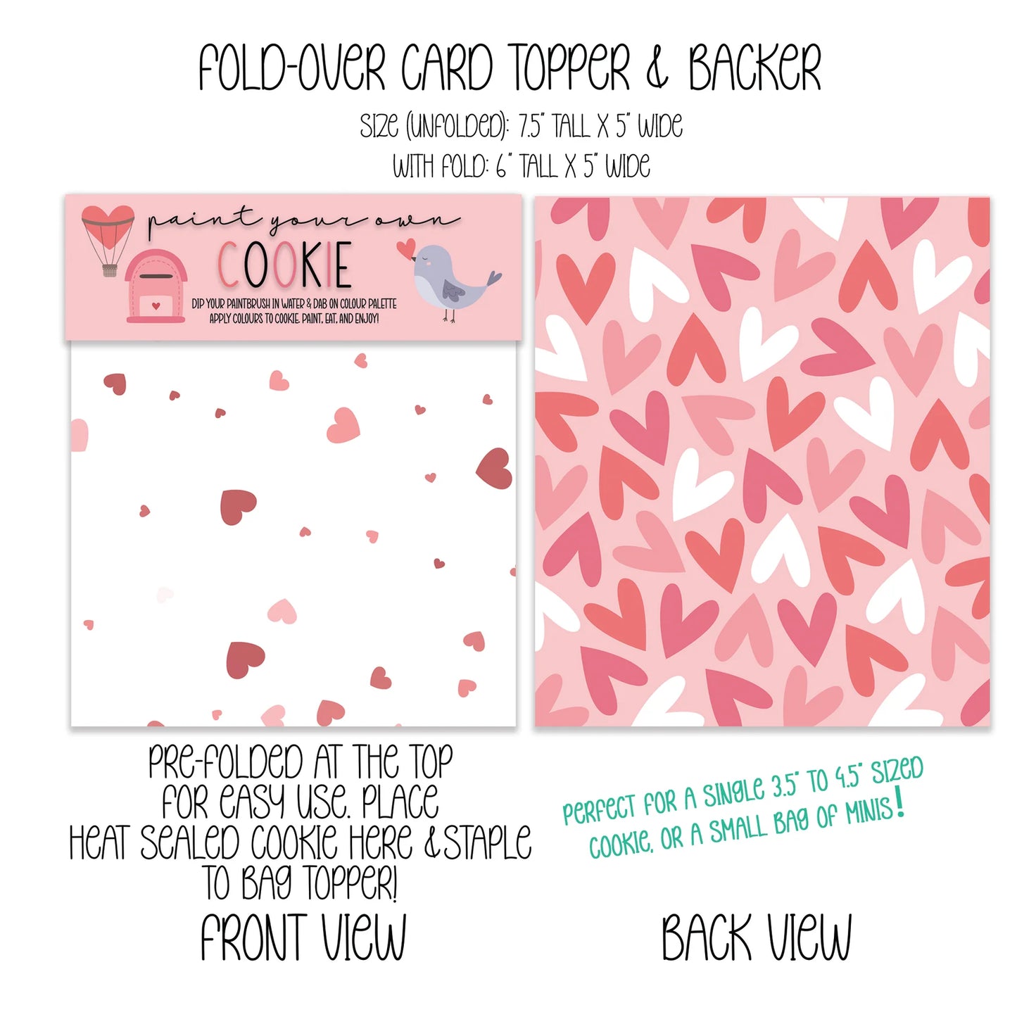 HAPPY VALENTINE'S DAY PAINT YOUR OWN COOKIE - PYO BAG TOPPER & BACKER - THE COOKIERY