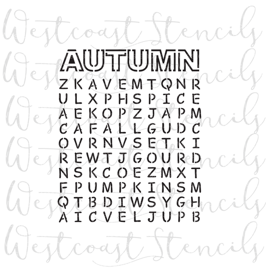 Autumn Word Search Stencil