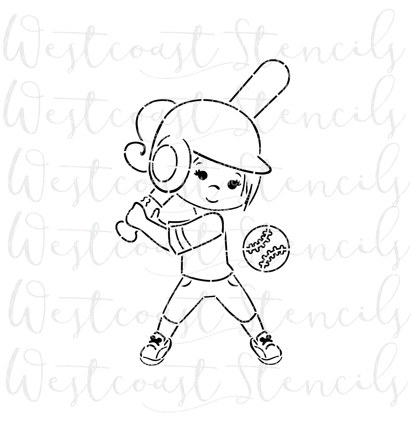 PYO Baseball Girl Stencil