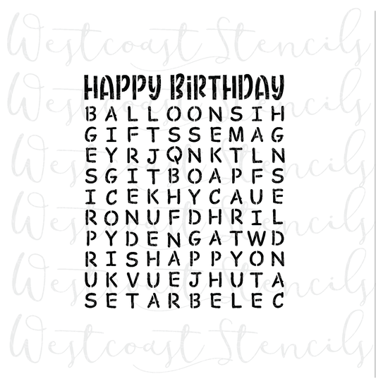 Birthday Word Search Stencil