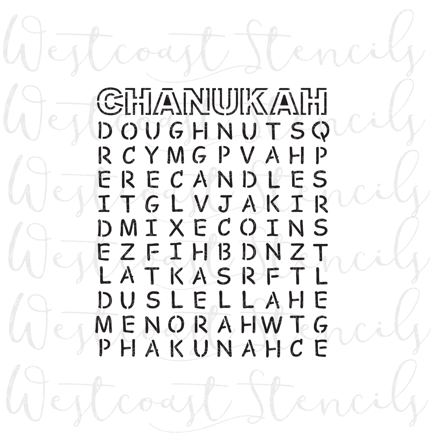 Chanukah Word Search Stencil