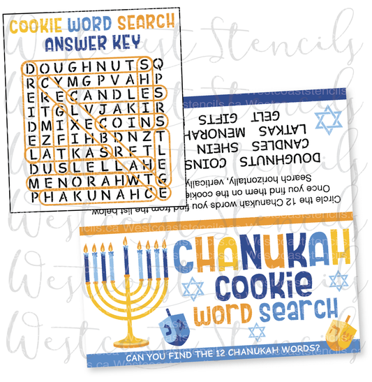 DIGITAL Chanukah Word Search Bag Topper