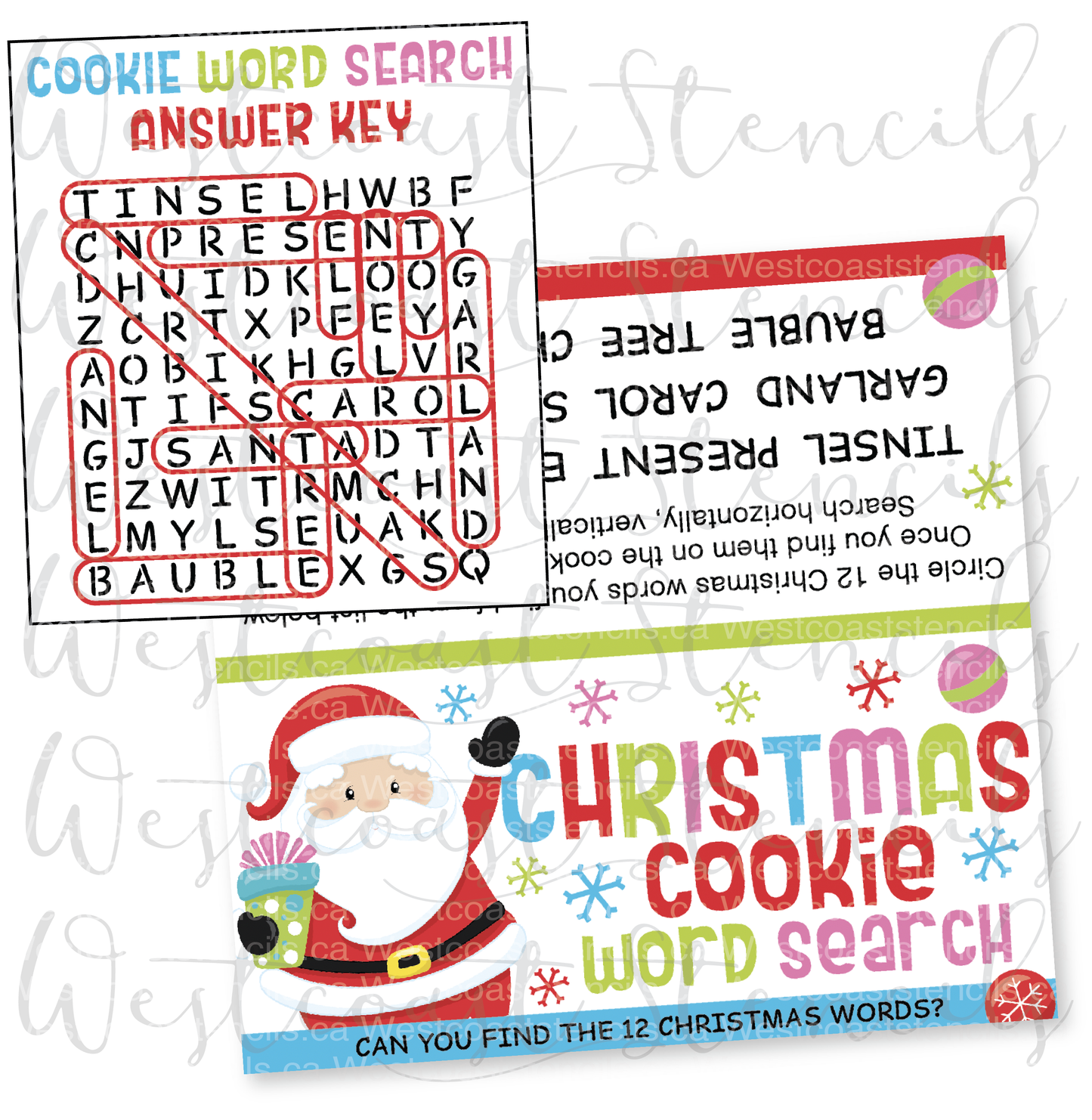 DIGITAL Christmas Word Search Bag Topper