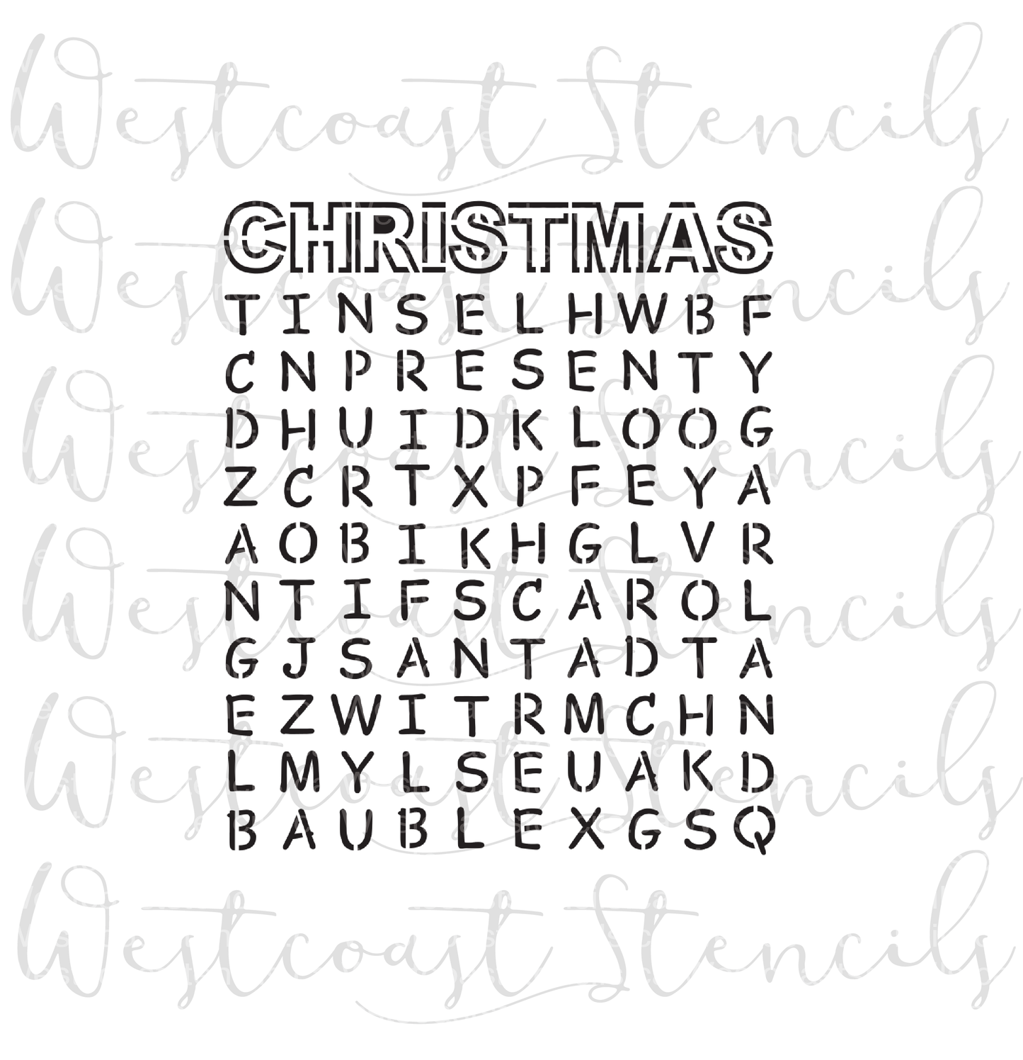 Christmas Word Search Stencil