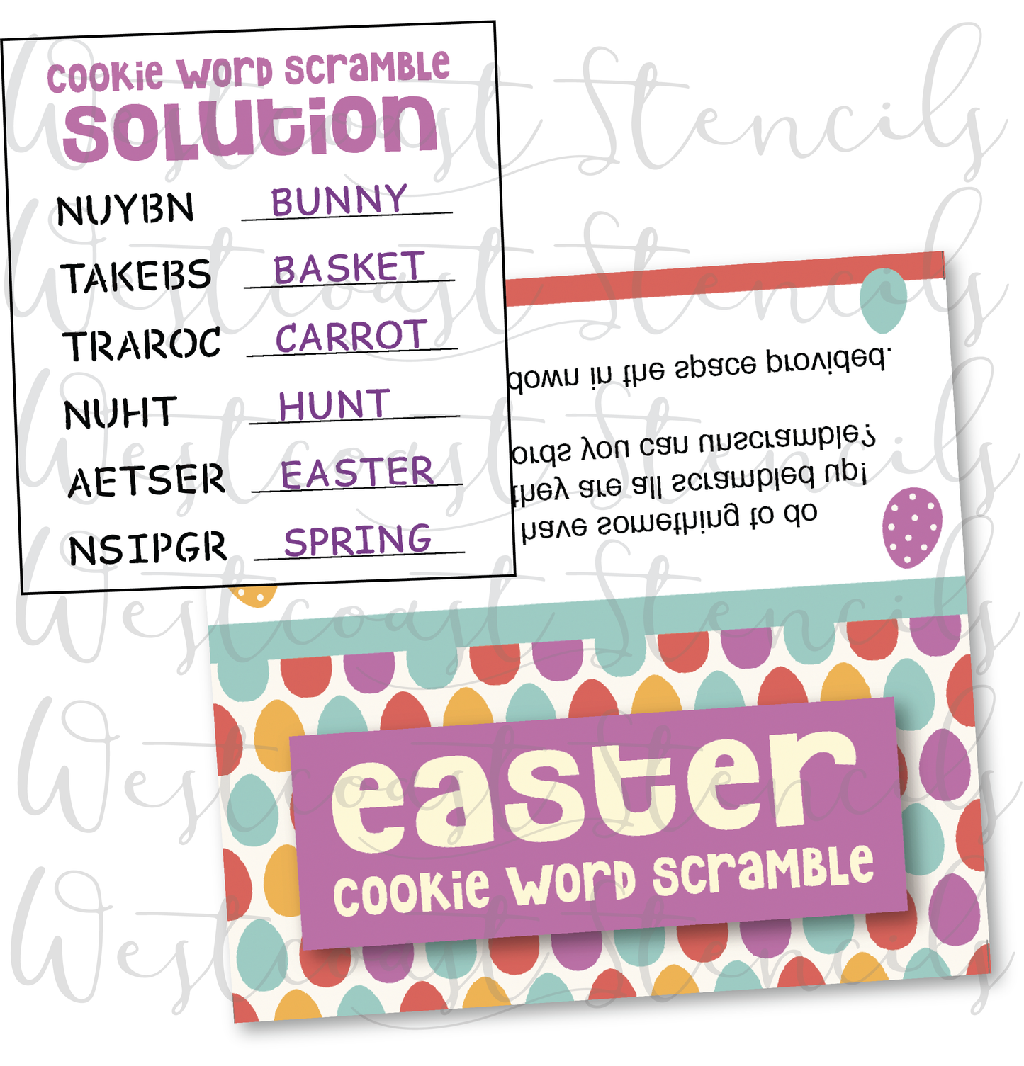 DIGITAL Easter Word Scramble Bag Topper