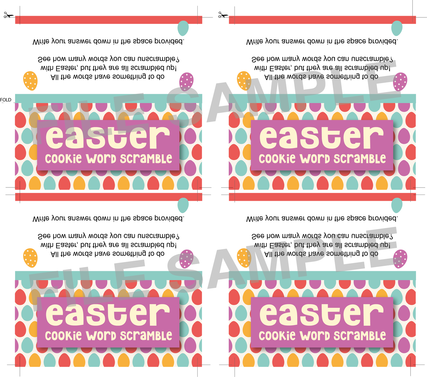 DIGITAL Easter Word Scramble Bag Topper